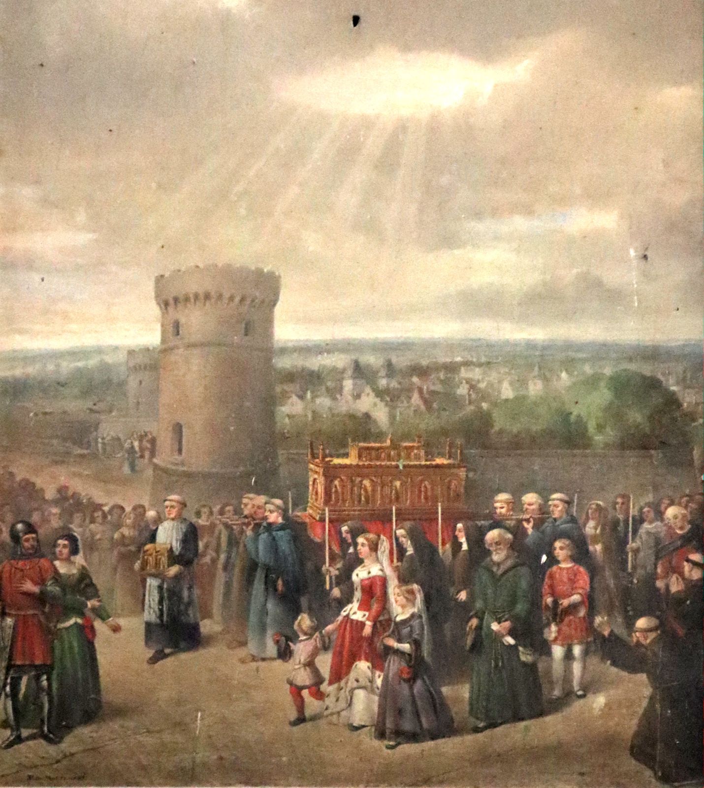 die Übertragung der Gebeine ins damalige Kloster nach Gournay, Gournay, Bild in der Kirche Saint-Hildevert in Gournay-en-Bray