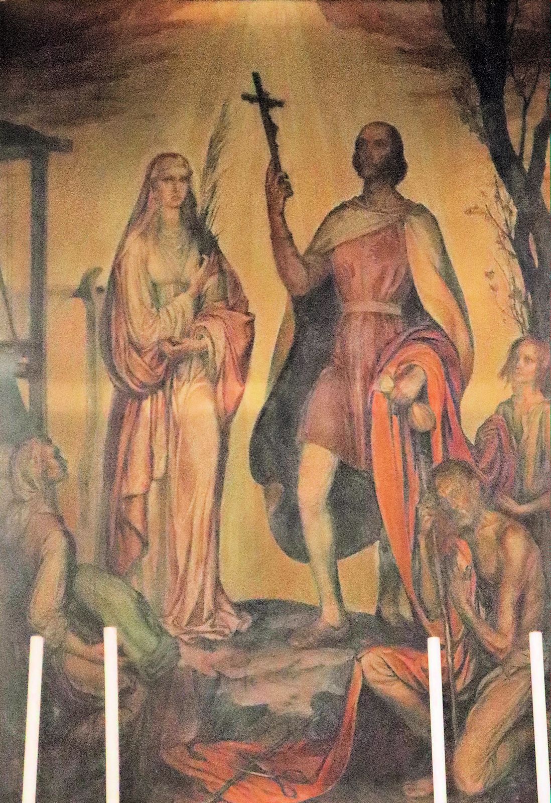 Boris und Ina Zuef: Homobonus (rechts) und Agatha von Catania, Altarbild, 1952, in der Kirche Sant'Angelo in Mailand