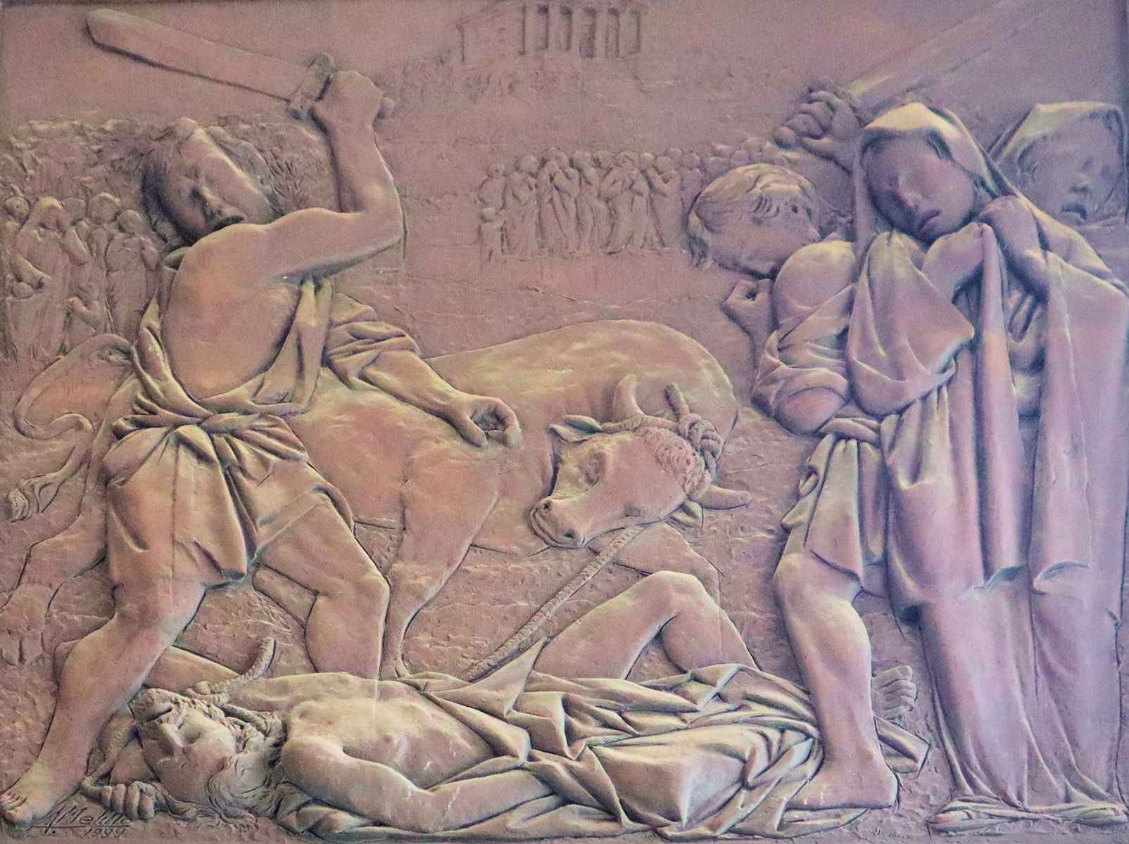 Bronzerelief, am Portal der Hypolistus geweihten Pfarrirche in Atripalda