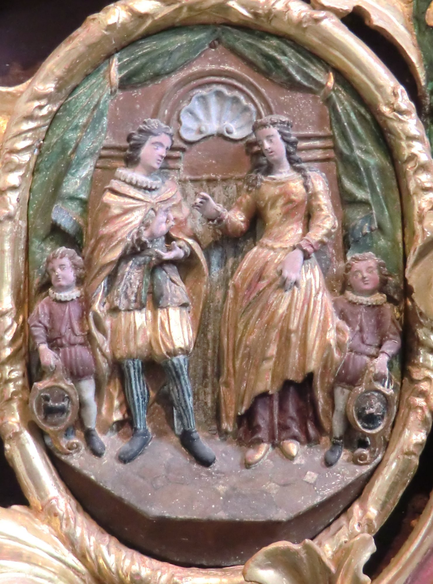 Peregrin Stähelin († 1730): Vermählung der Ida auf der Toggenburg, Relief über dem Ida-Grab in der Ida-Kapelle der Klosterkirche in Fischingen