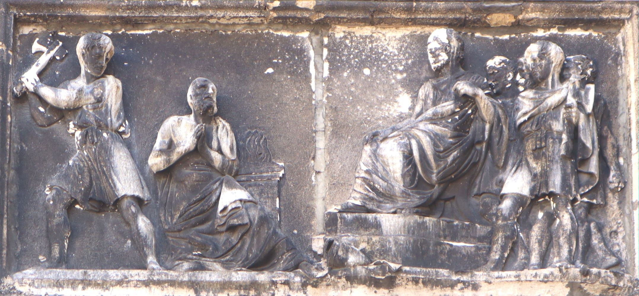 Jean-François Legendre-Héral: Irenäus' (angebliches) Martyrium, Relief, 1828, an der Kirche Saint-Just in Lyon