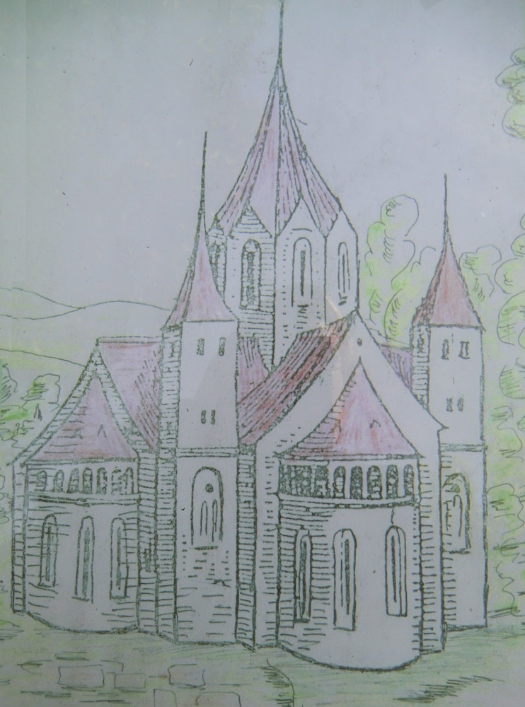 Marc Nicola: Rekonstruktionszeichnung der Abteikirche in Erstein nach einer Vorlage aus dem Jahr 1545