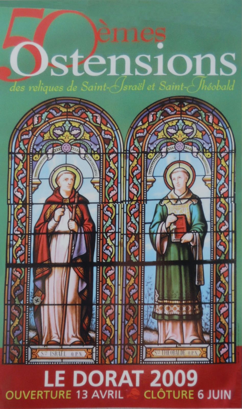 Plakat zur 50. der alle sieben Jahre stattfindenden „Ostension”, der Reliquienprozession, in Le Dorat