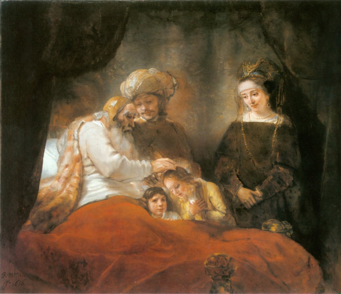 Rembrandt Harmensz van Rijn: Jakob segnet Josefs Söhne, 1656, in der Gemäldegalerie in Kassel