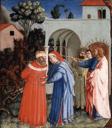 Fra Angelico: Jakobus befreit den Zauberer Hermogenes von den Dämonen, Ausschnitt aus einem Altarbild, 1430, im Kimbell Art Museum in Fort Worth, Texas, USA