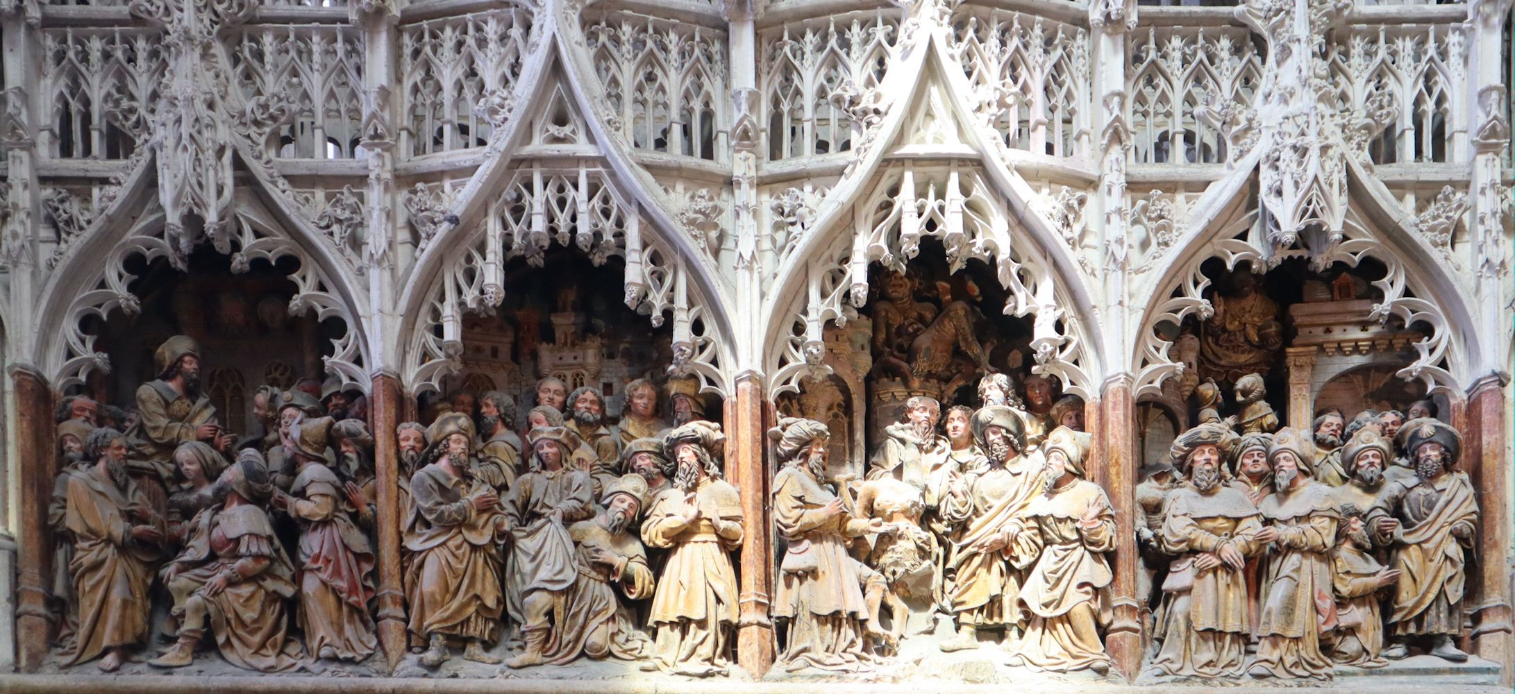 Holzrelief: Jakobus' Geschichte, 1511, in der Kathedrale in Amiens