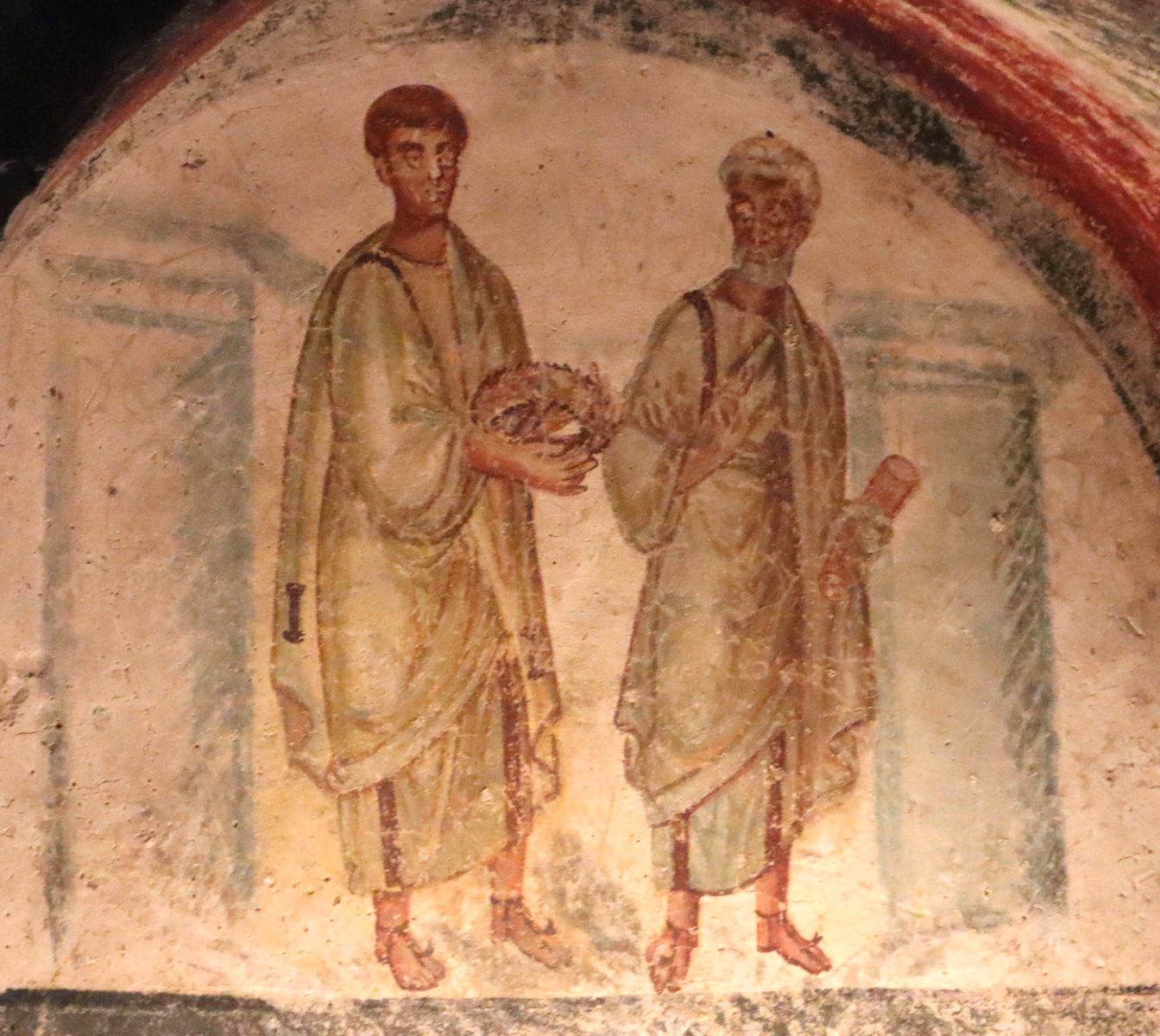 Fresko: Januarius (rechts), in den Katakomben San Gennaro in Neapel