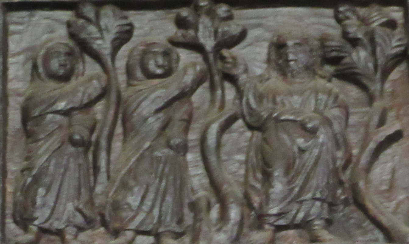 Jesus erscheint am Ostermorgen zwei Frauen, 5. Jahrhundert, an der Tür der Kirche Santa Sabina in Rom