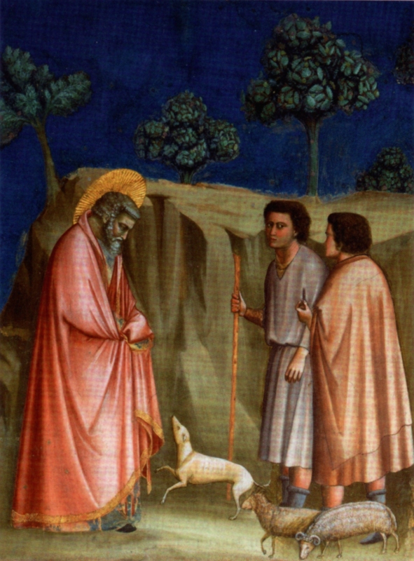 Giotto di Bondone: Joachim bei den Hirten, Fresko, 1305, in der Cappella degli Scrovegni in Padua