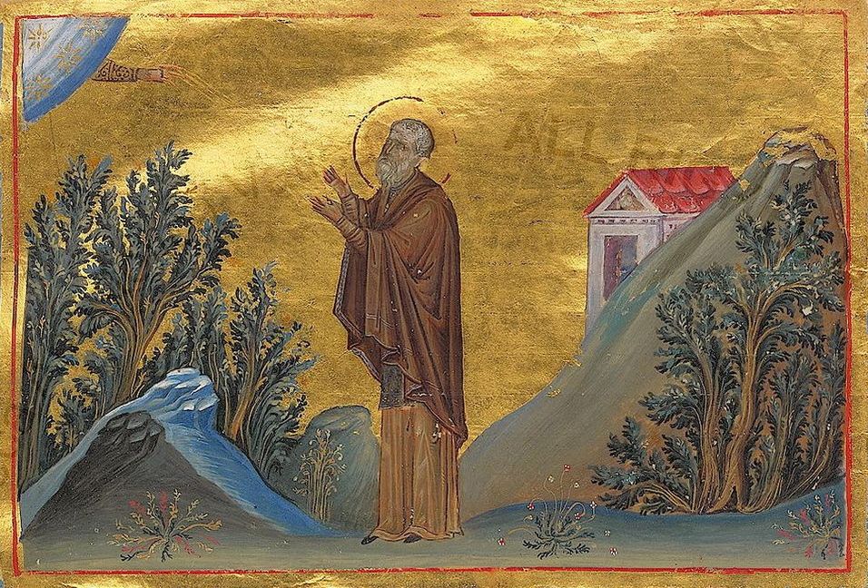 Buchmalerei aus dem Menologium von Basilius II., in der Vatikanischen Bibliothek in Rom