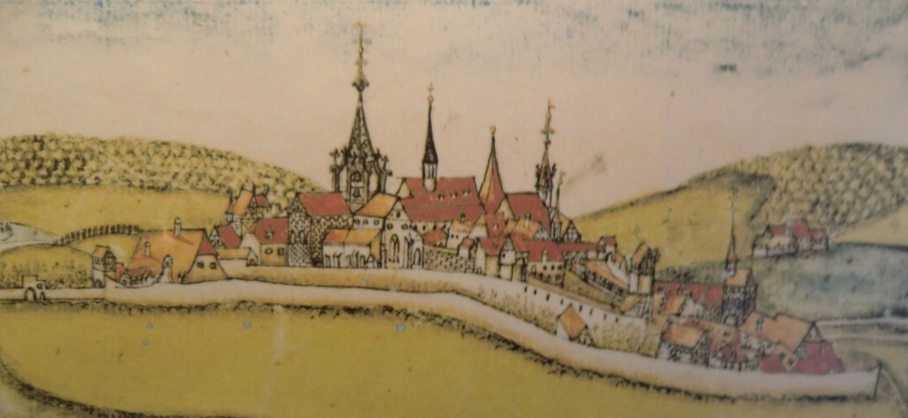 Kloster Bebenhausen im Jahr 1683, aus dem Forstlagerbuch von Andreas Kieser, im Hauptstaatsarchiv in Stuttgart