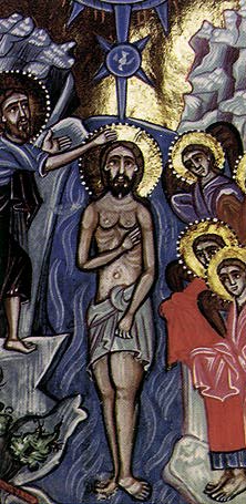 koptische Ikone: Taufe Jesu
