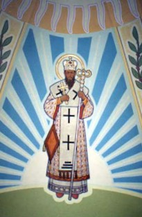 Wandgemälde in einer modernen katholischen Kirche in der Ukraine