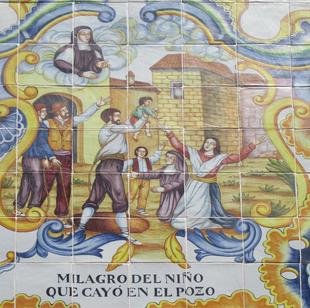 Azulejo mit dem „Wunder der Quelle”, an der Mariä unbefleckter Empfängnis und Ines geweihten Kirche der Augustinerinnen in Benigànim