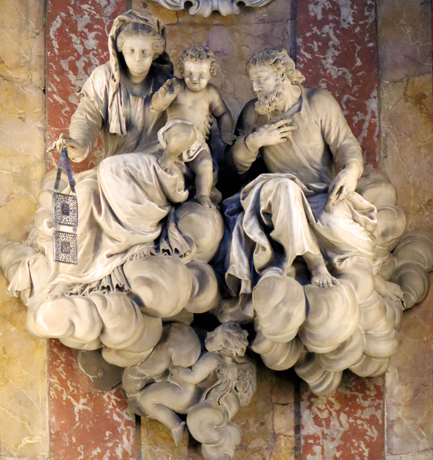 Giuseppe Torretto (1664 – 1743): Joseph mit Maria und dem Jesuskind auf Wolken, in der Kirche Santa Maria di Nazareth in Venedig