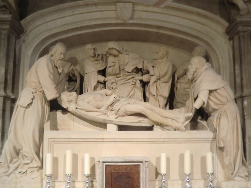 Jacques Morel (?): Jesu Grablegung mit Joseph (rechts), Relief, 15. Jahrhundert, in der Kirche St-Pierre in Avignon