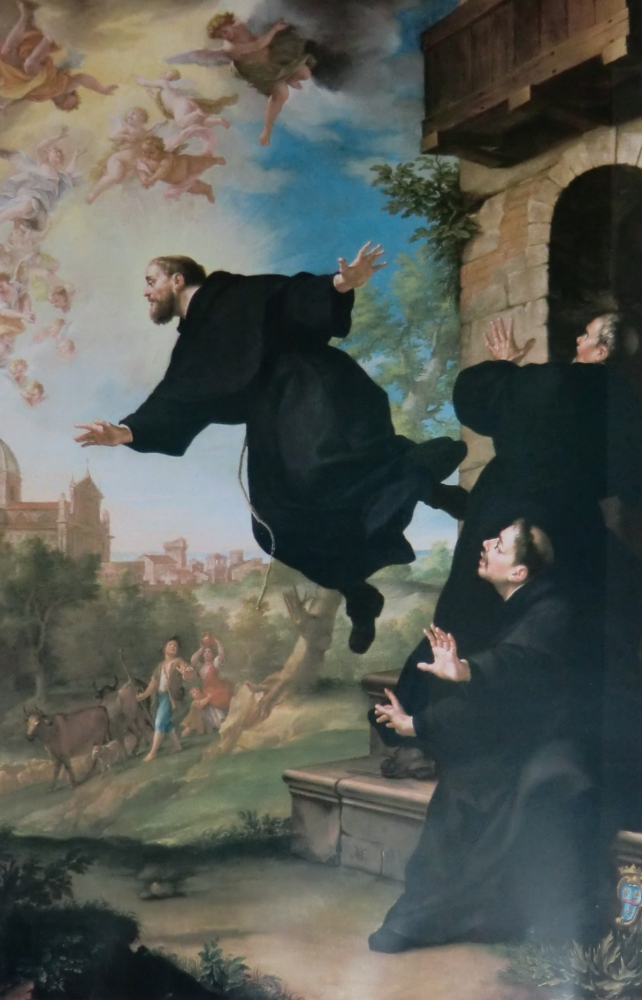 Andachtsbild: Josef fliegend vor dem „heiligen Haus” von Loreto