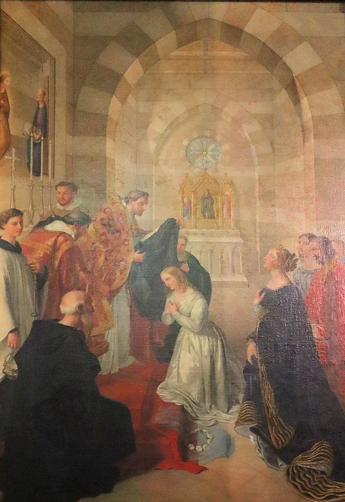 Raffaelo Giovannetti: Julianas Einkleidung durch Philippus Benitius, Altarbild, 1854, in der Kirche Sant'Andrea in Viareggio in der Toskana