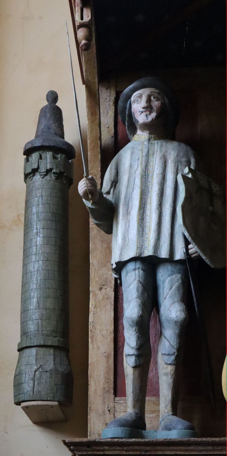 Statue, um 1420, in der Kapelle Saint-Gobrien in Saint-Gobrien, einem Ortsteil von Saint-Servant bei Vannes in Frankreich