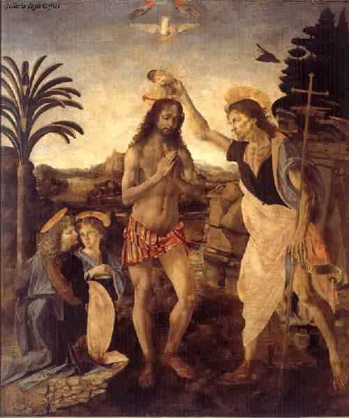Simone Martini (1280/85 - 1344) und Lippo Memmi (1285-1361): Julitta und Quiricus bei der Taufe Jesu, in der Galleria degli Uffizi in Florenz
