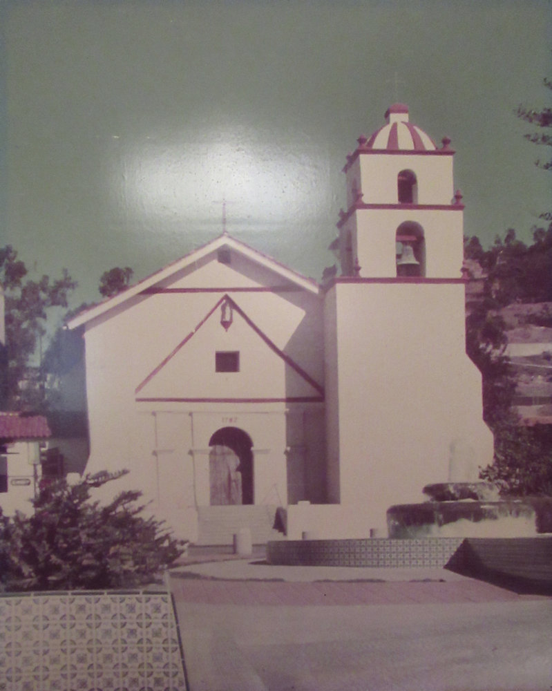 Missionsstation San Buenaventura im heutigen Ventura, errichtet 1782, Bild im Museum neben seinem Wohnhaus