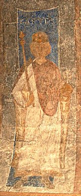 Fresko in der Stehags-Kirche in Skåne, wohl aus den Jahren 1182 - 1202