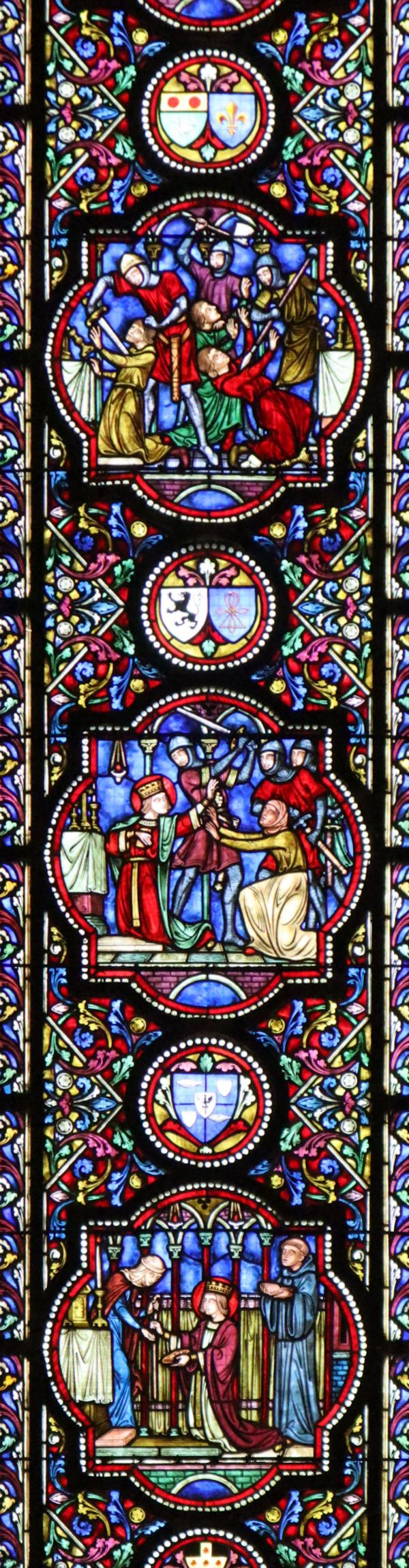 Glasfenster: Szenen aus dem Leben und Martyrium von Karl, in der Kathedrale in Lille