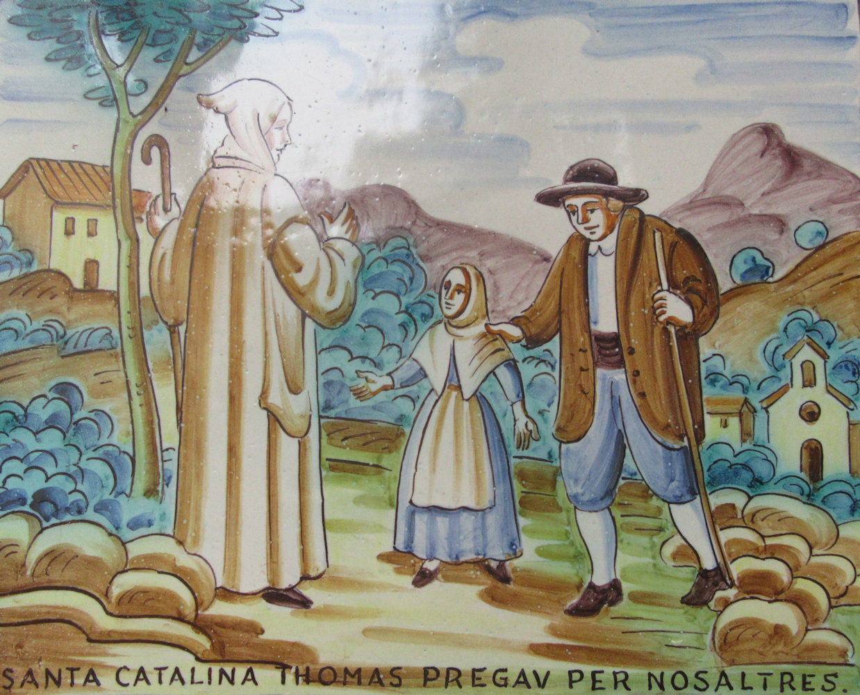 Azulejo: Katharina wird Pater Castañeda übergeben, der sie ins Kloster bringt, in Valldemossa