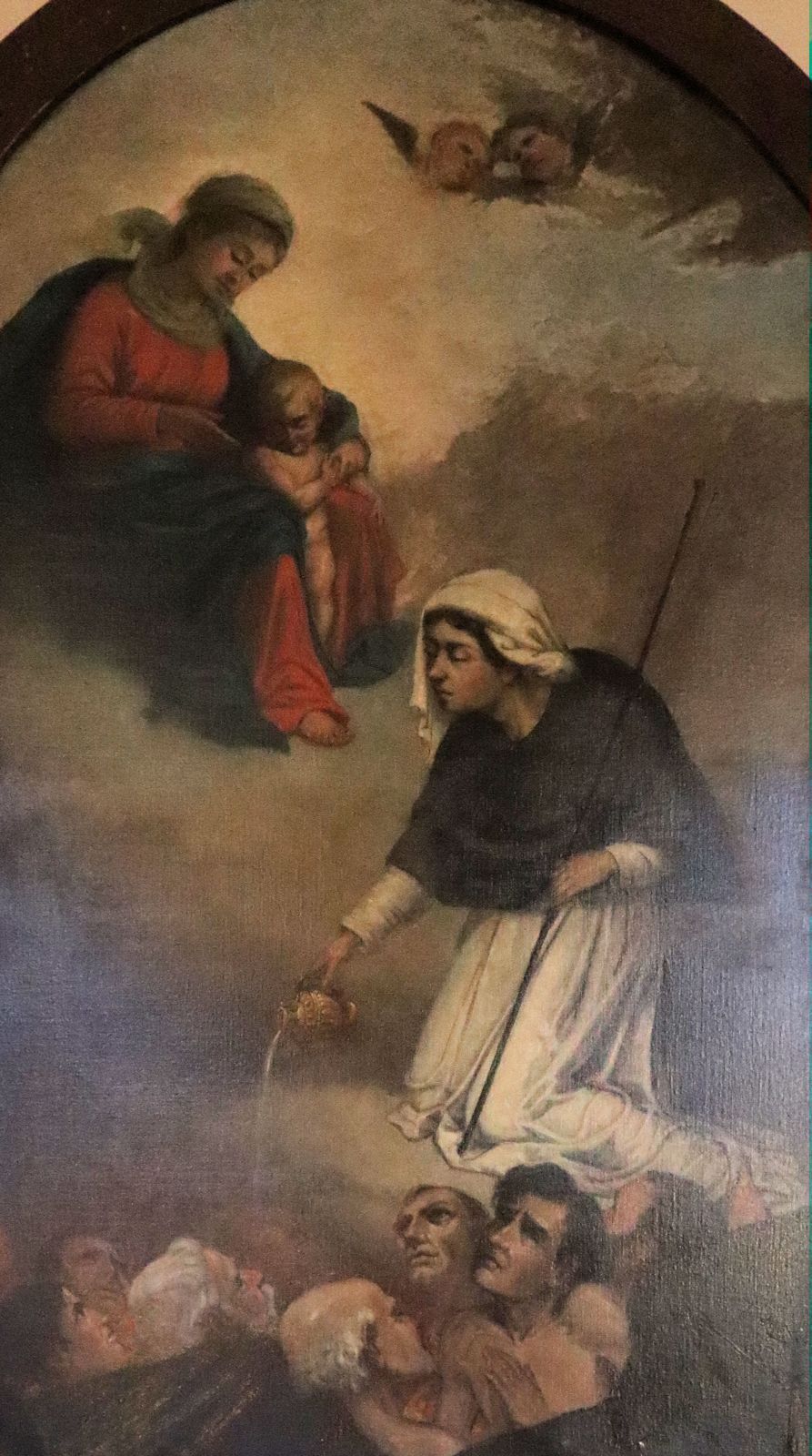 Katharina lindert die Schmerzen der armen Seelen im Fegefeuer, Bild in der Basilika del Addorata in Acqui Terme
