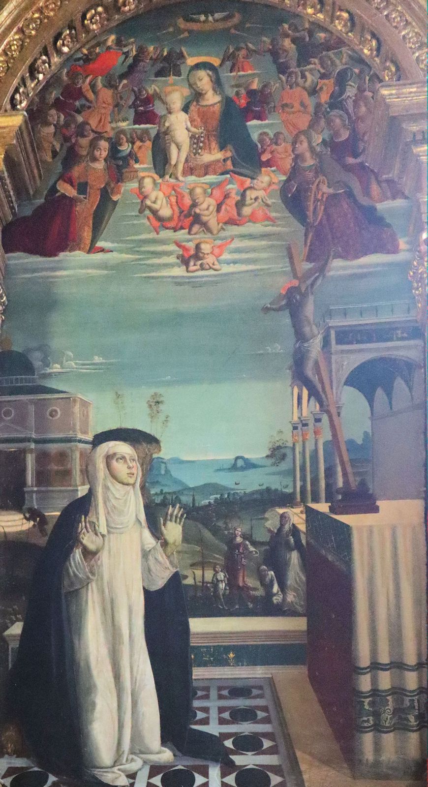 Rutilio Manetti: Katharina betet vor dem Kruzifix, 1635, im „Oratorium della Cucina” in Siena