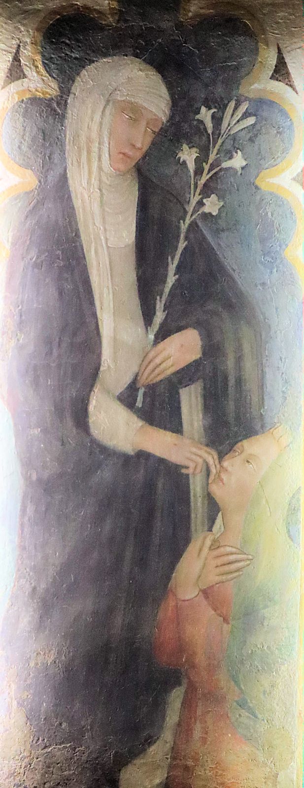 Andrea Vanni, der zu Katharinas Freundes- und Schülerkreis gehörte: Fresko, um 1375 - also noch zu Katharinas Lebzeit - entstanden, in der Basilika San Domenico in Siena