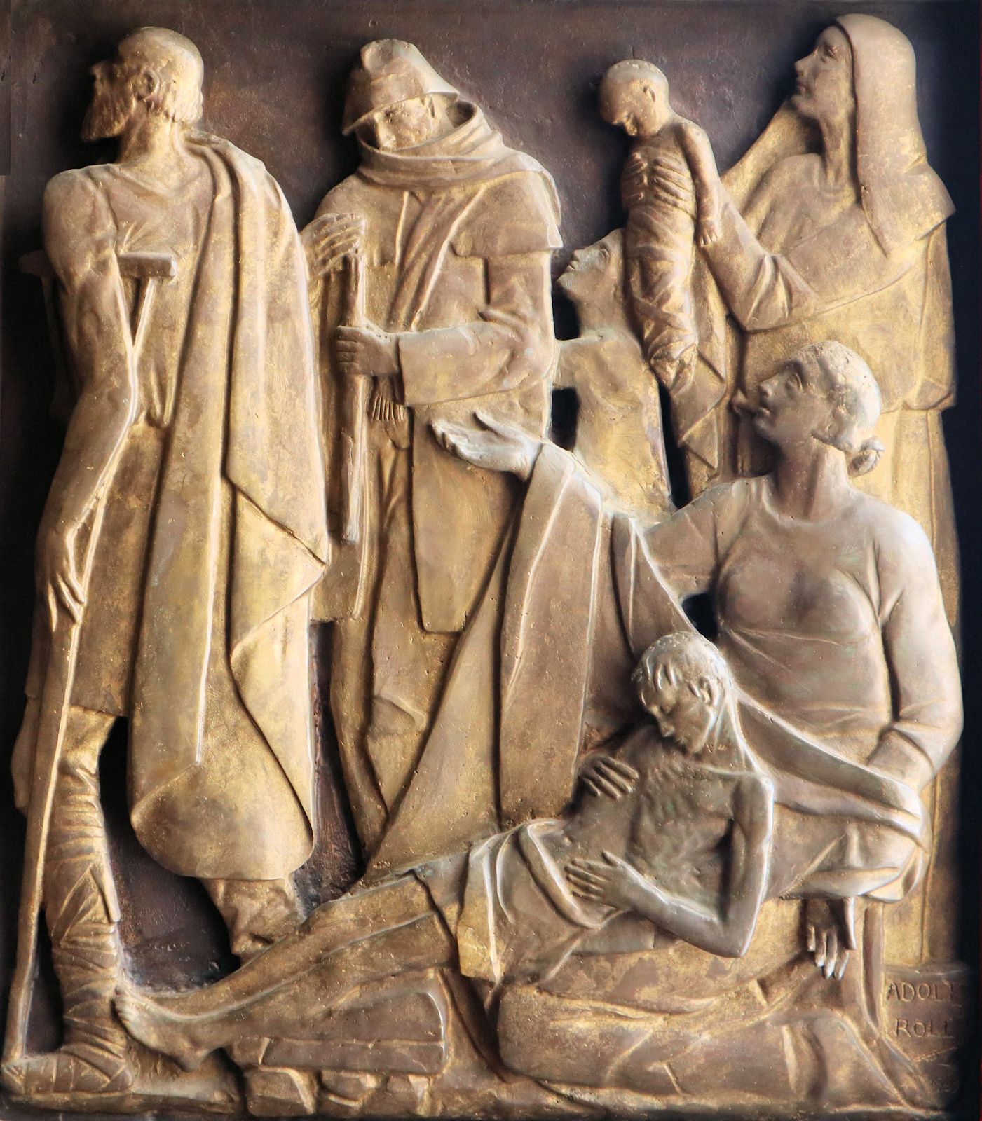 Bronzerelief am Portal des Sanktuariums Santi Medici in Bitonto