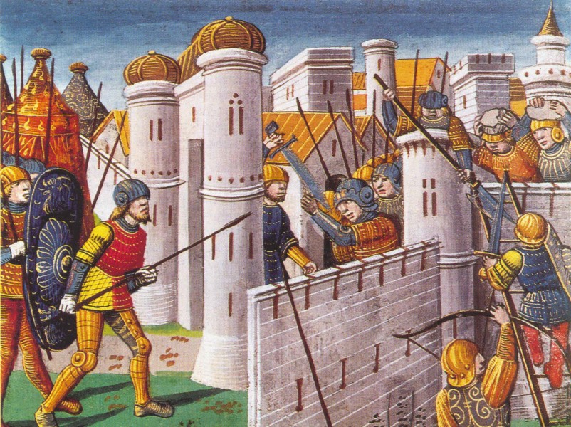 Die Kreuzfahrer erobern Konstantinopel. Buchmalerei aus Paris, 1499