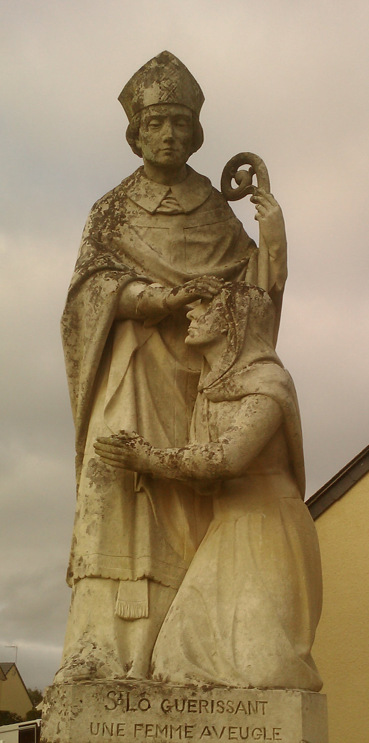 Denkmal: Laudus heilt eine blinde Frau, in Courcy bei Coutances