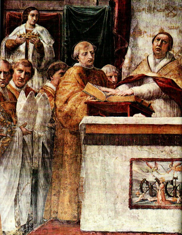 Raffaello Sanzio: Der Schwur von Leo III., 1514 - 1517, Stanza dell'Incendio di Borgo im Vatikan