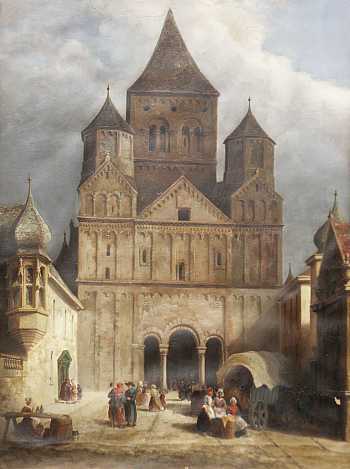 George R. Clarke: Klosterkirche in Maursmünster/Marmoutier, Anfang des 20. Jahrhunderts, im City Museum in Worcester in Großbritannien