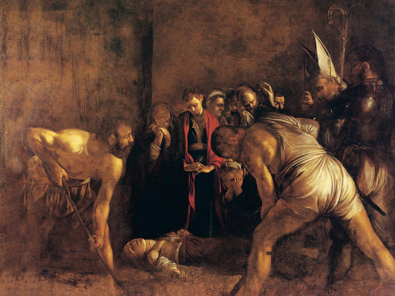 Caravaggio: Lucias Beerdigung, 1608, in der Kirche Santa Lucia alla Badia in Siracusa