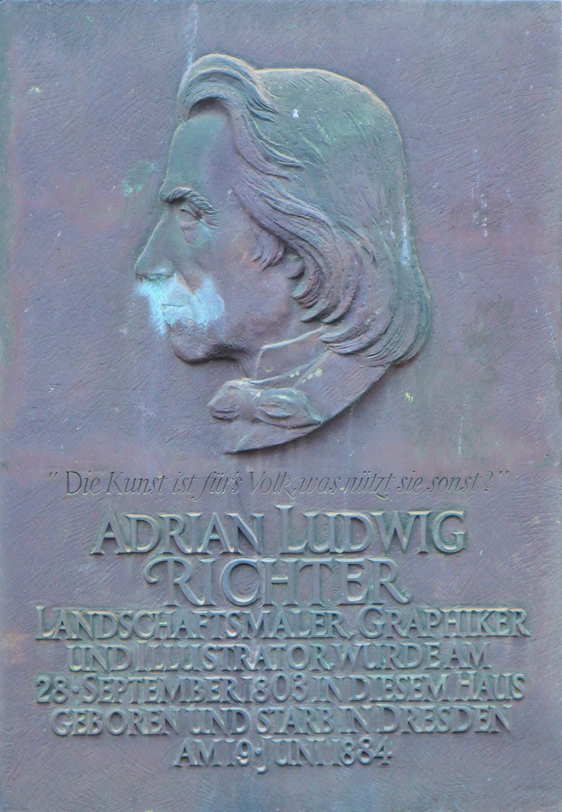 Gedenktafel am Zugang zum Geburtshaus in Dresden