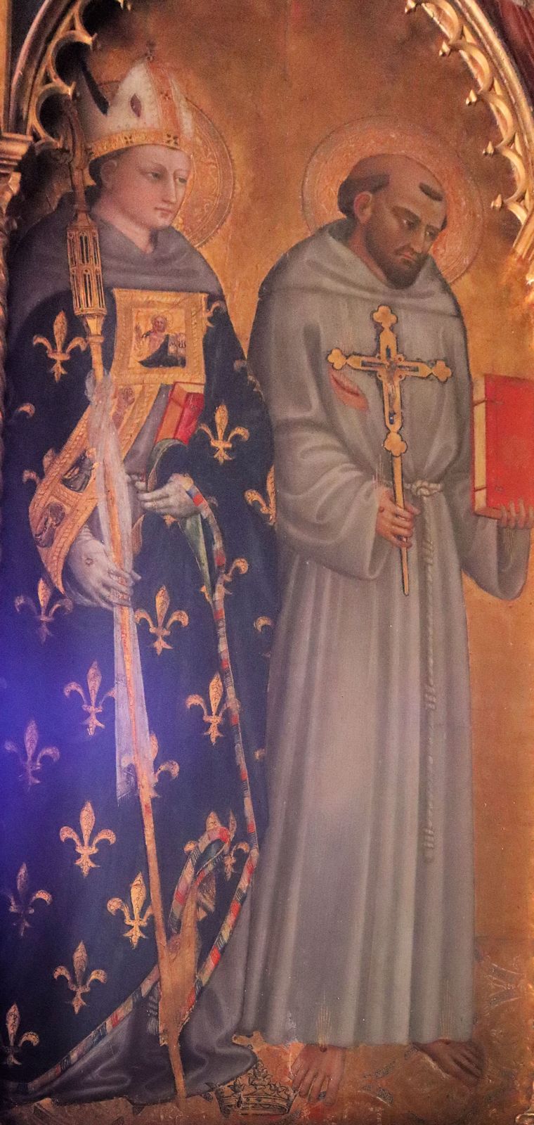 Ludwig (links) und Franziskus, Fresko in der Franziskanerkirche in Fiesole