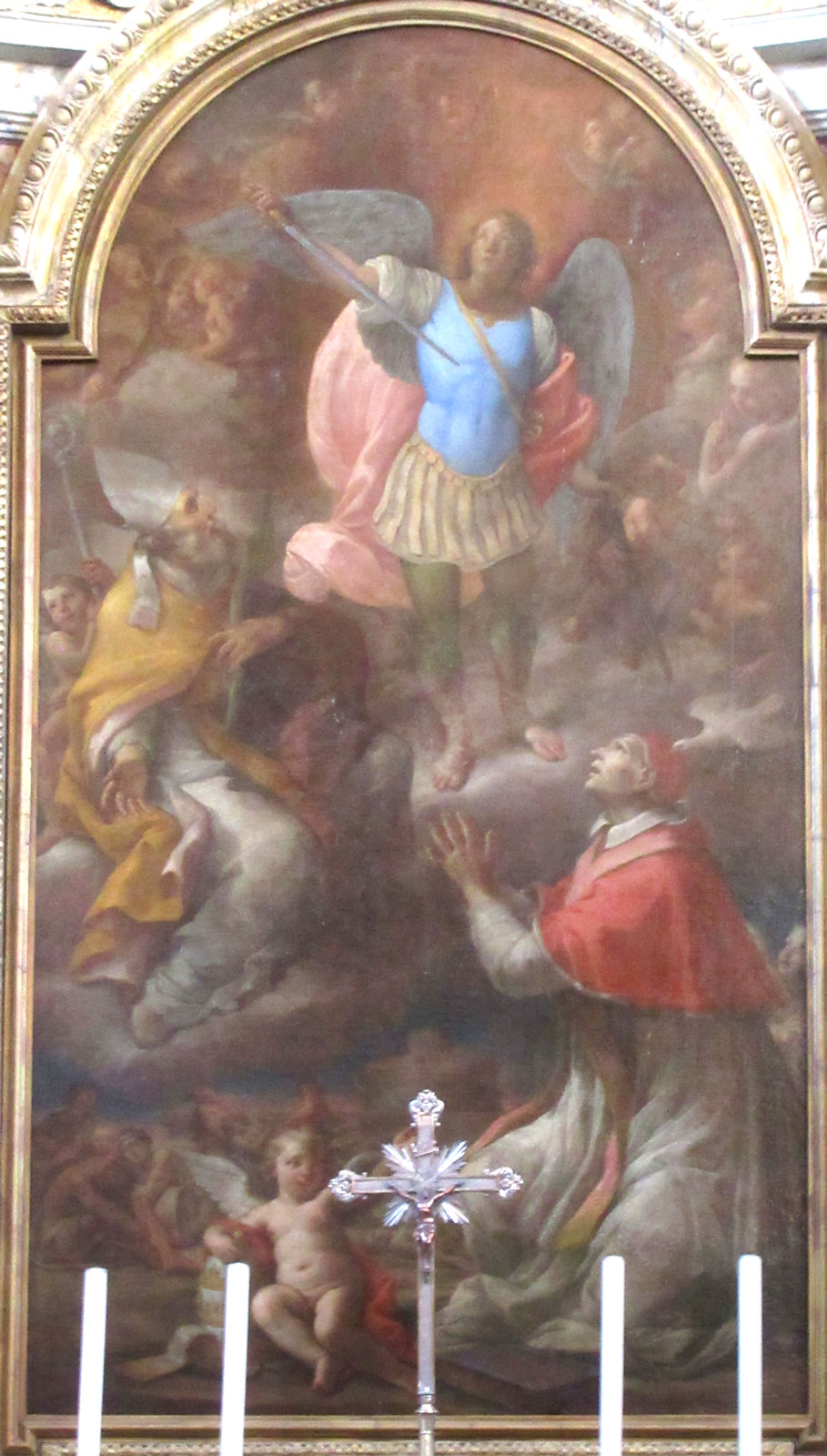 Altarbild: Michael (oben) und Magnus von Trani (links), in der Kirche SS. Michele e Magno in Rom