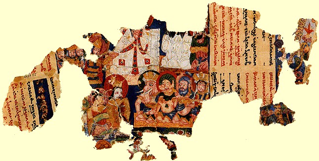 Manichäische Miniaturmalerei aus Kocho in Zentralasien, im Museum für indische Kunst in Berlin