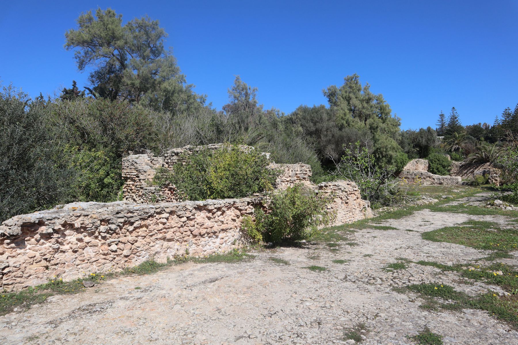 Reste von Häusern neben den Antoninus-Thermen in den Ausgrabungen von Karthago