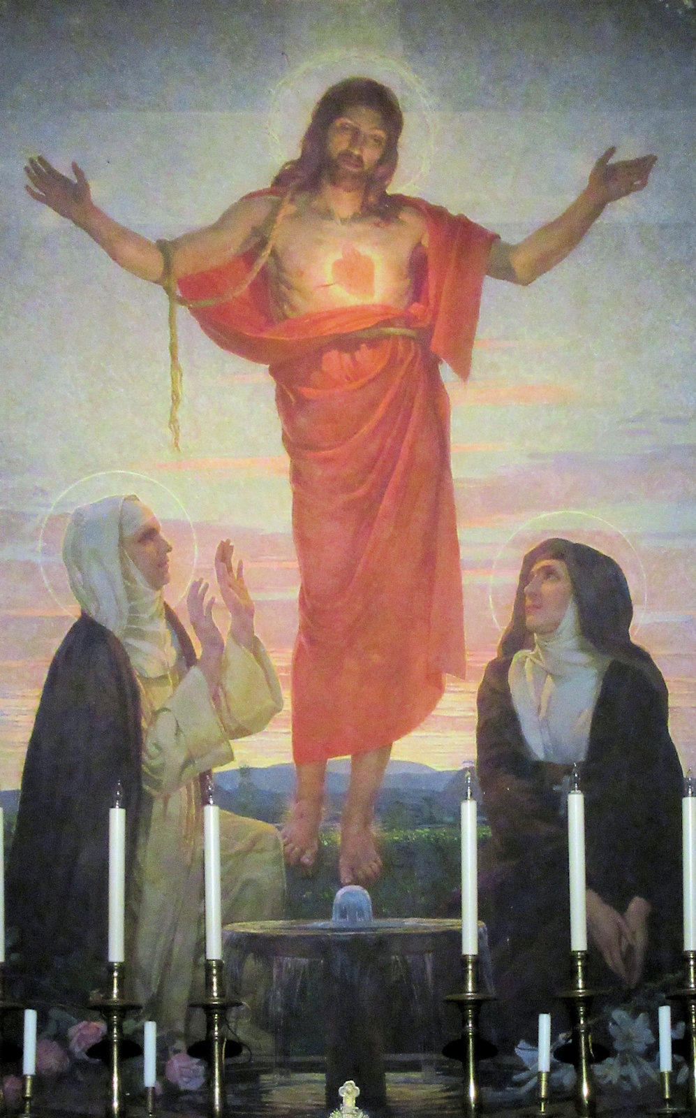 Corrado Mezzana: Margareta Maria (rechts) mit Katharina von Siena vor Christus, 1922, in der Kirche Santa Maria sopra Minerva in Rom