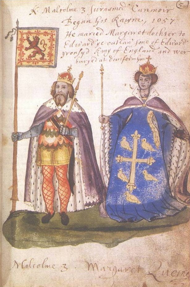Buchillustration: Malcolm III. und Margaret, 16. Jahrhundert