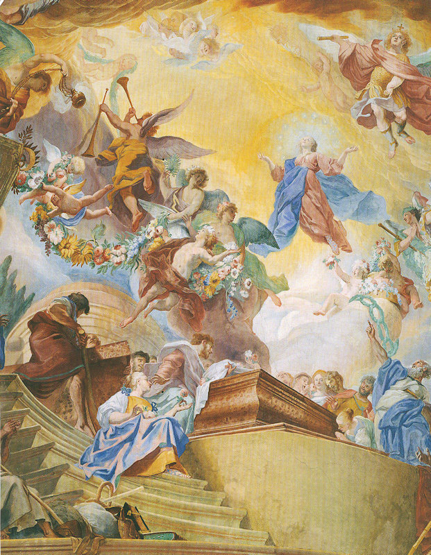 Cosmas Damian Asam: Mariä Aufnahme in den Himmel, 1718 - 20, in der Basilika des Klosters in Weingarten