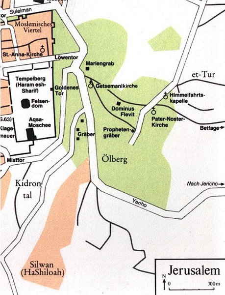 Karte des Marien-Grabes in Jerusalem