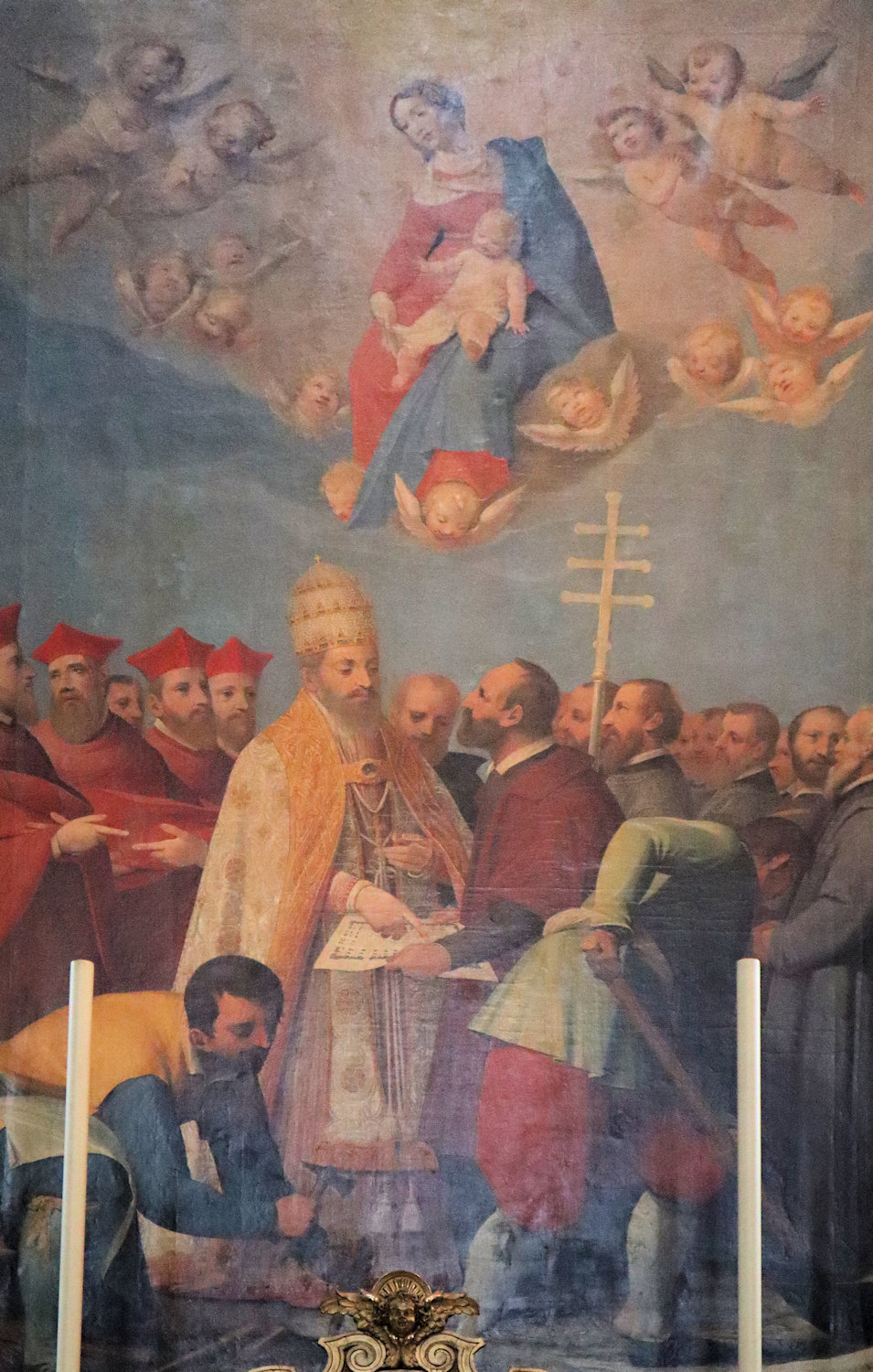 Altarbild: Papst Sixtus III. gibt den Auftrag zum Bau der Basilika Santa Maria Maggiore in Rom, um 1631, im Dom in Salzburg