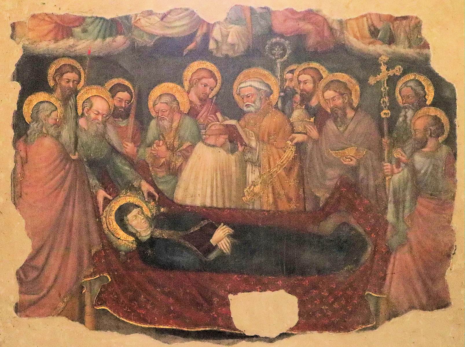 Ottaviano Nelli: Marientod, Fresko, um 1436, in der Kirche Madonna Delle Grazie in Città di Castello bei Perugia