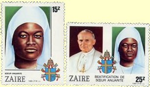 Briefmarke aus Zaire zur Seligsprechung 1986