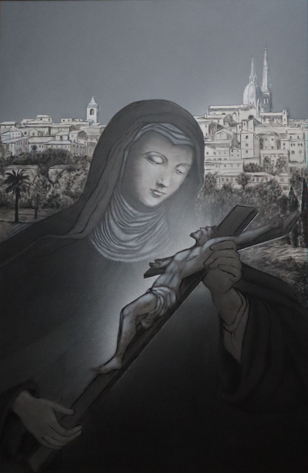 Leonardo Cemak: Gemälde, 2018, in der Kirche Santa Lucia des ehemaligen Klarissenklosters in Ostra Vetere